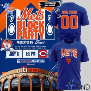 Close-up of the 1 New York Mets Block Party David Wright Shirt showing detailed design and vibrant colors.