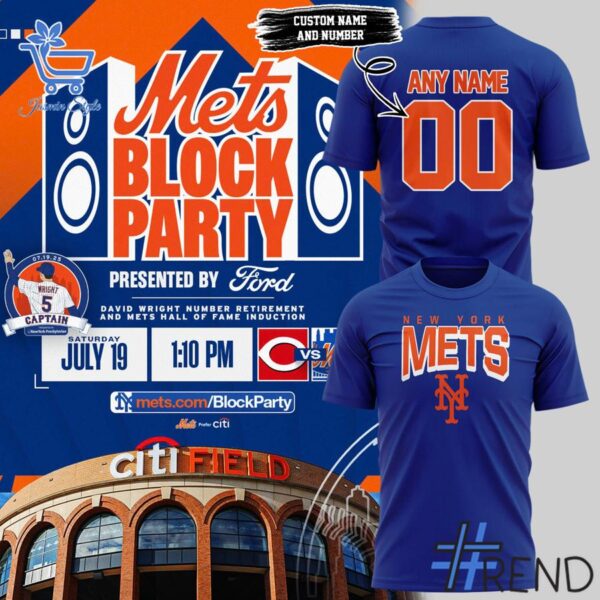 Close-up of the 1 New York Mets Block Party David Wright Shirt showing detailed design and vibrant colors.