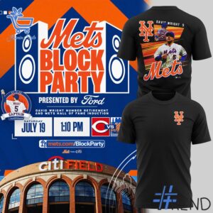 Close-up of the 1 New York Mets Block Party David Wright Shirt showing detailed design and vibrant colors.