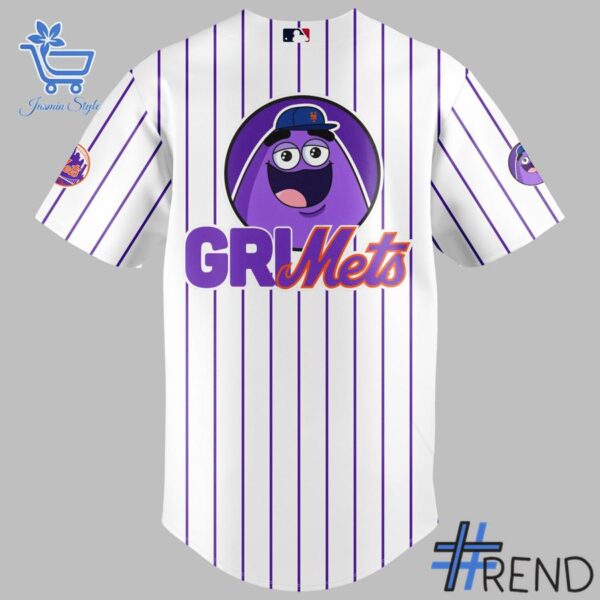 New York Mets Grimace Baseball Jersey design on casual wear for everyday style