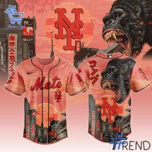 Styled look featuring New York Mets Japanese Heritage Kong Baseball Jersey for everyday wear