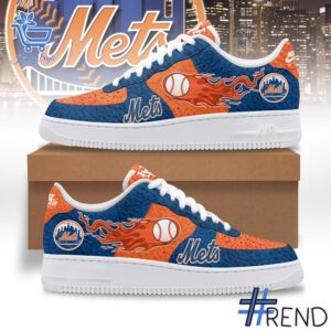 Close-up view of the New York Mets Nike Air Force Shoes print