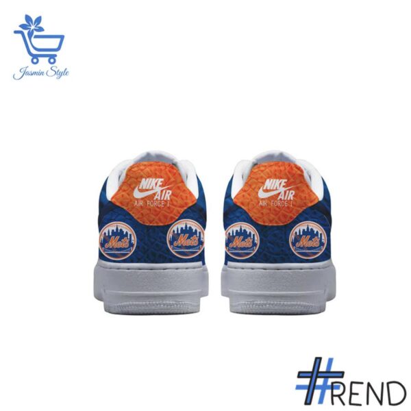 Close-up view of the New York Mets Nike Air Force Shoes print