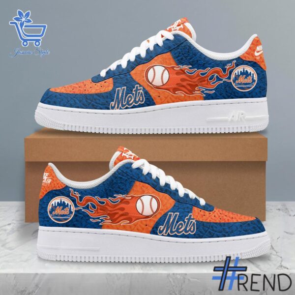 Close-up view of the New York Mets Nike Air Force Shoes print
