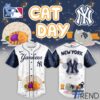 Detailed view of the 1 New York Yankees Cat Day Baseball Jersey print on fabric