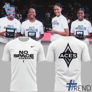 Close-up view of the No Space For Hate Las Vegas Aces Shirt print