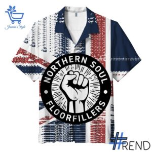 Trendy Northern Soul Floorfillers Hawaiian Shirt featuring bold graphics and modern style