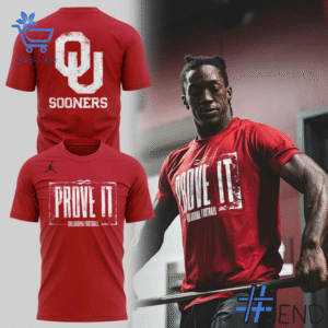 Side view of Oklahoma Sooners Prove It Shirt png showcasing iconic low-top silhouette.