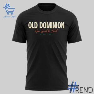 Close-up of the 2 Old Dominion How Good Is That World Tour 2025 Shirt showing detailed design and vibrant colors.