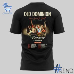 Close-up of the 3 Old Dominion How Good Is That World Tour 2025 Shirt showing detailed design and vibrant colors.