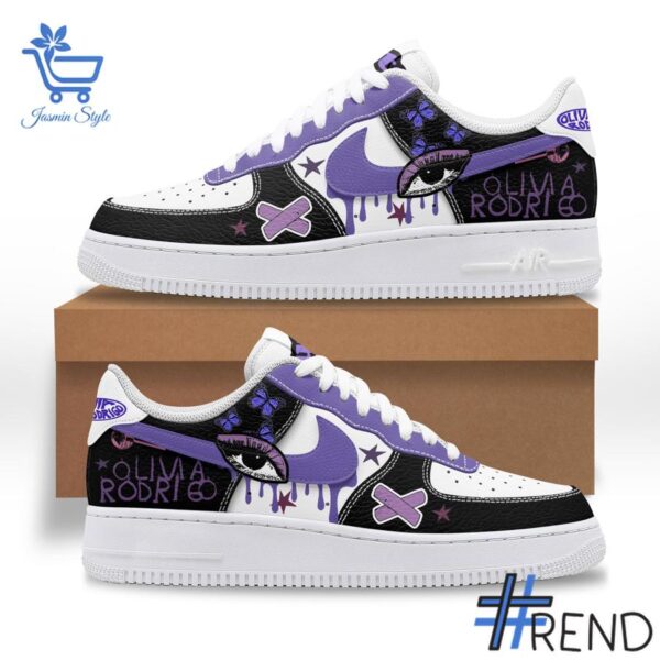 Detailed shot of Olivia Rodrigo Nike Air Force on classic Nike Air Force silhouette