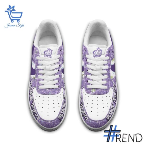 Detailed shot of Olivia Rodrigo Sour Nike Air Force on classic Nike Air Force silhouette