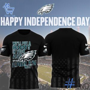 Side view of Philadelphia Eagles NFL Fourth Of July T Shirt showcasing iconic low-top silhouette.