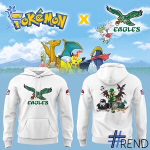Unisex Philadelphia Eagles Pokemon Hoodie styled with jeans for a relaxed look