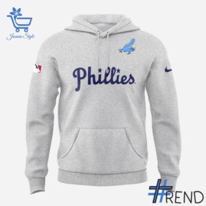 Detailed view of the 3 Philadelphia Phillies Blue Jay Logo 40's Hoodie print on fabric