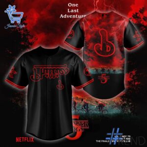 Detailed view of the 1 Philadelphia Phillies Stranger Things 5 Baseball Jersey print on fabric