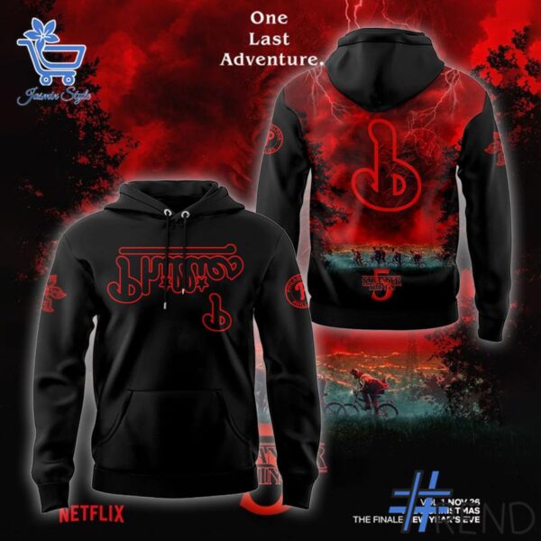 Detailed fabric and stitching showing 1 Philadelphia Phillies Stranger Things 5 Hoodie