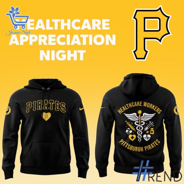 Detailed view of the 1 Pittsburgh Pirates Healthcare Appreciation Night Hoodie print on fabric