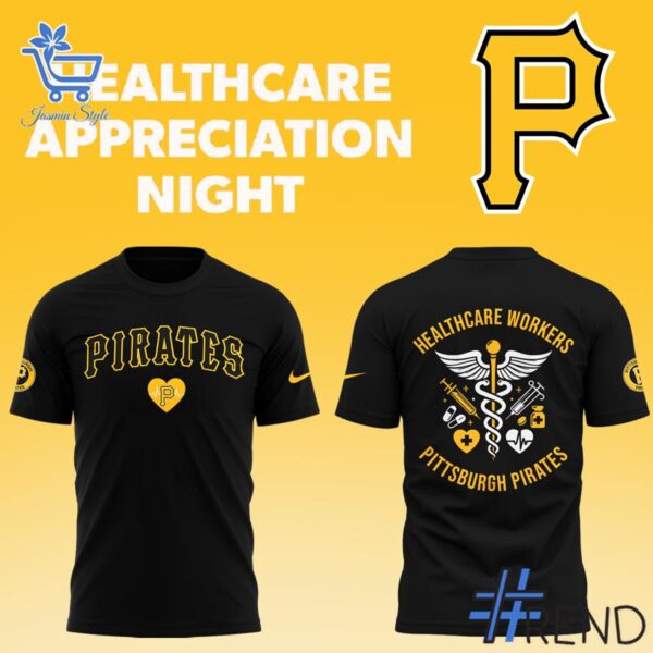 Detailed view of the 2 Pittsburgh Pirates Healthcare Appreciation Night Hoodie print on fabric