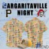 Detailed view of the 1 Pittsburgh Pirates Margaritaville Night Hawaiian Shirt print on fabric