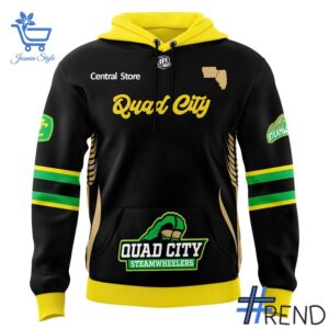 Street-style look featuring the unique Quad City Steamwheelers Country Night Hoodie artwork