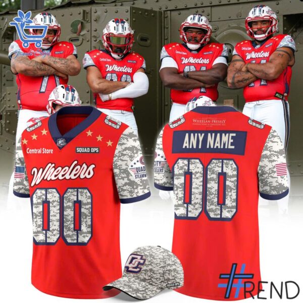 Custom look featuring the signature Quad City Steamwheelers Military Appreciation Football Jersey design
