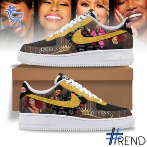 Detailed shot of Queen Soul Music Air Force Shoes on classic Nike Air Force silhouette