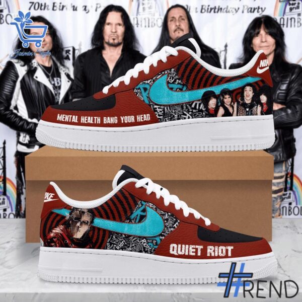 Detailed shot of Quiet Riot Air Force Shoes on classic Nike Air Force silhouette