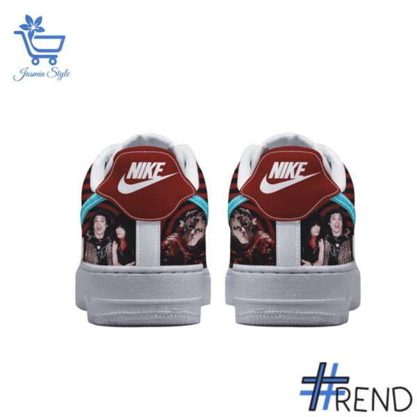 Detailed shot of Quiet Riot Air Force Shoes on classic Nike Air Force silhouette