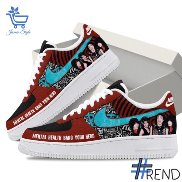 Detailed shot of Quiet Riot Air Force Shoes on classic Nike Air Force silhouette