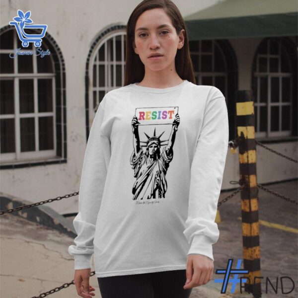 Resist Statue of Liberty Feminist Resistance Human Rights Shirt design displayed on high-quality clothing fabric