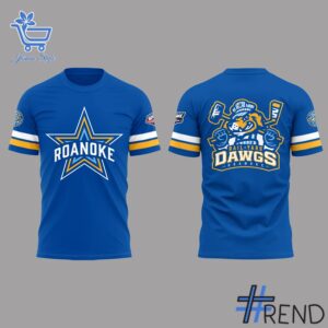 Detailed view of the 1 Roanoke Rail Yard Dawgs New Logo Shirt print on fabric