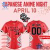 Custom look featuring the signature Rocket City Trash Pandas Japan Baseball Jersey design