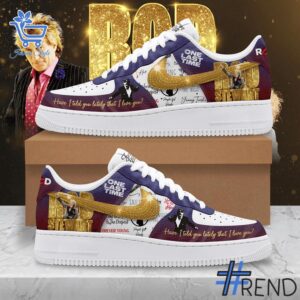 Detailed shot of Rod Stewart One Last Time Air Force Shoes on classic Nike Air Force silhouette