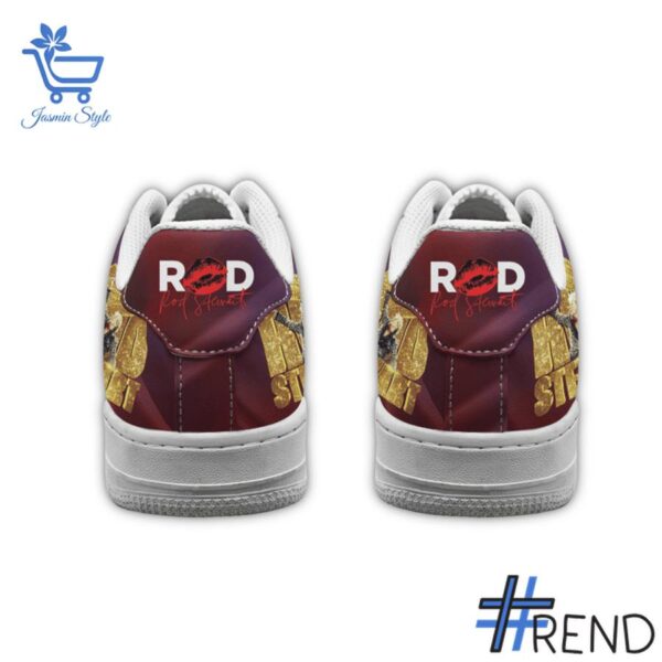 Detailed shot of Rod Stewart One Last Time Air Force Shoes on classic Nike Air Force silhouette