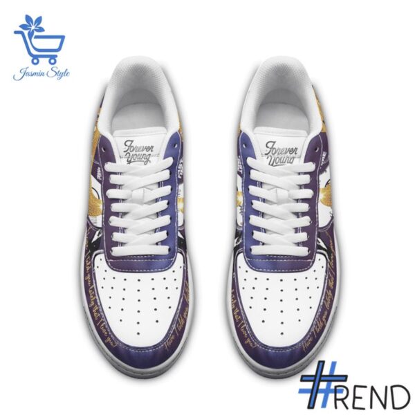 Detailed shot of Rod Stewart One Last Time Air Force Shoes on classic Nike Air Force silhouette