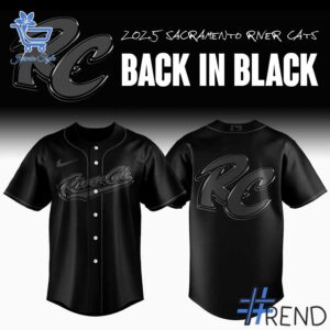Detailed view of the 1 Sacramento River Cats Back In Black Jersey print on fabric