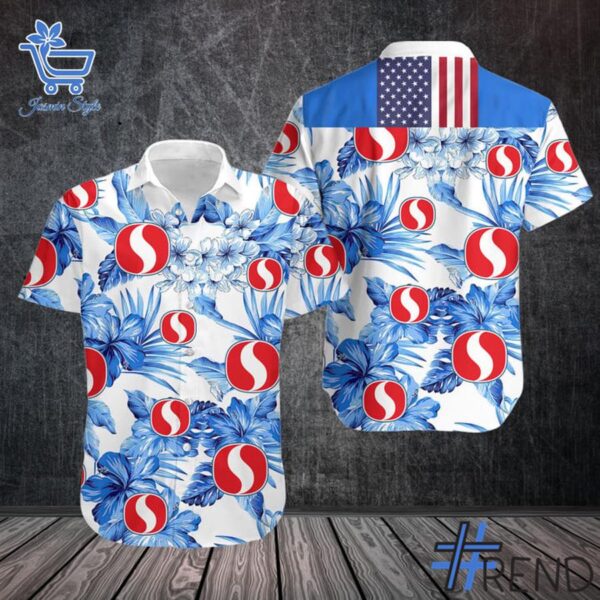 Premium-quality product featuring the Safeway US Flag Hawaiian Shirt design