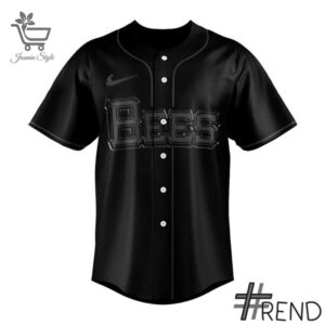 Detailed view of the 2 Salt Lake Bees Back In Black Jersey print on fabric