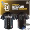 Unisex San Diego Padres Mexican Heritage Celebration Baseball Jersey styled with jeans for a relaxed look