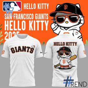 Unisex San Francisco Giants Hello Kitty Night Hoodie styled with jeans for a relaxed look