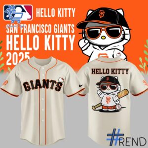 Limited-edition apparel with custom San Francisco Giants Hello Kitty Night Jersey print