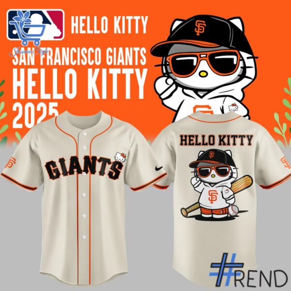 Limited-edition apparel with custom San Francisco Giants Hello Kitty Night Jersey print
