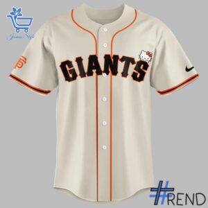 Limited-edition apparel with custom San Francisco Giants Hello Kitty Night Jersey print