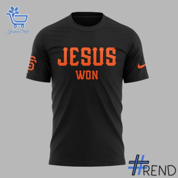 Close-up of the 2 San Francisco Giants JESUS Won 2025 Shirt showing detailed design and vibrant colors.