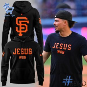 Close-up of the 1 San Francisco Giants X JESUS Won Hoodie showing detailed design and vibrant colors.
