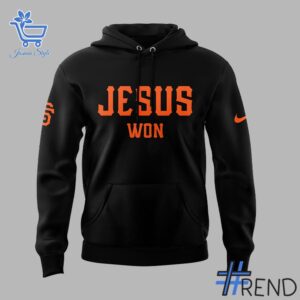 Close-up of the 2 San Francisco Giants X JESUS Won Hoodie showing detailed design and vibrant colors.