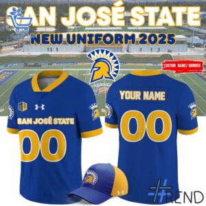 Level up your everyday style with 1 San José State Football 2025 New Uniform Football Jersey.