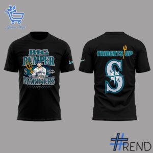 Detailed fabric and stitching showing 2 Seattle Mariners Big Dumper Cal Raleigh Shirt