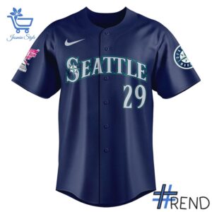 Detailed fabric and stitching showing 2 Seattle Mariners Big Dumper Home Run Derby 2025 Champion Jersey